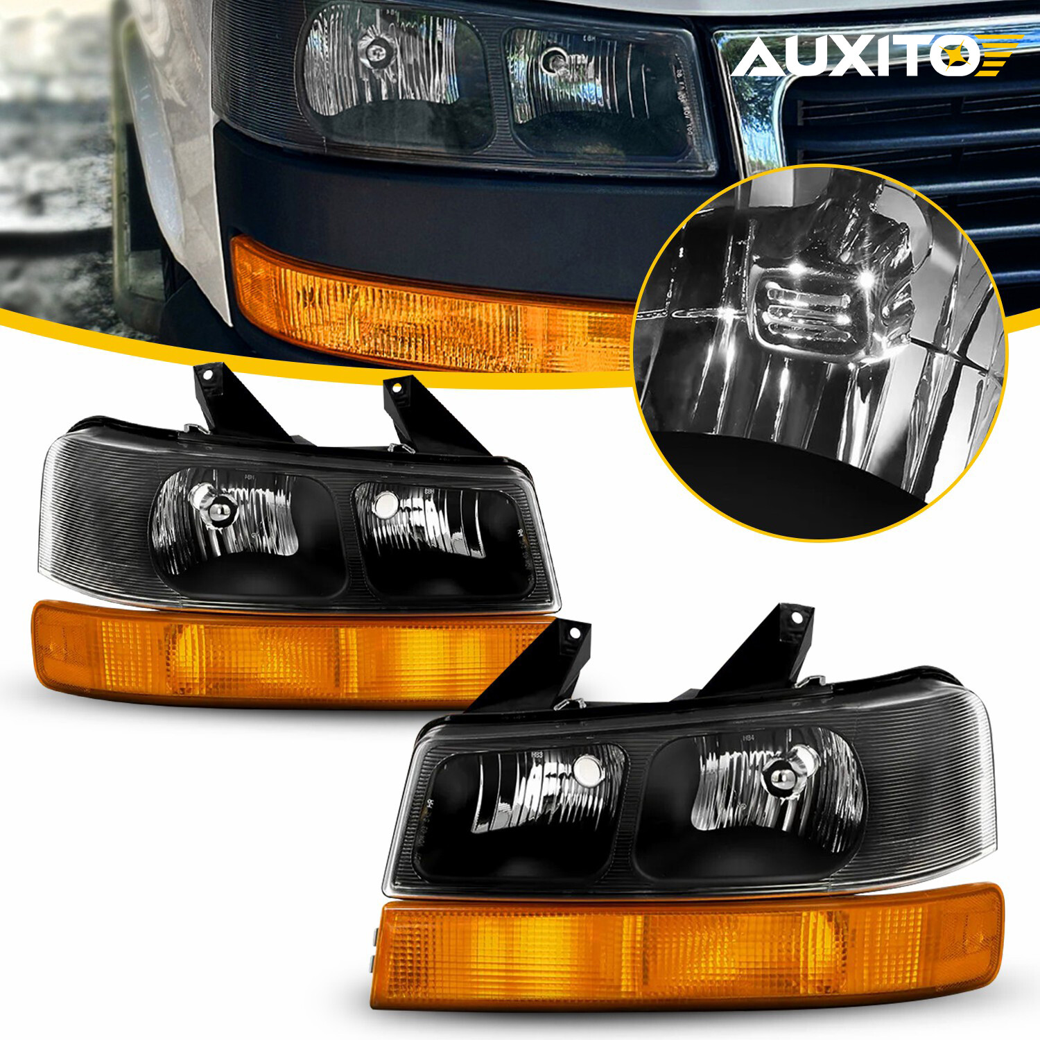 2Pcs Headlights Lamp Amber Reflector For 03-2014 Express/Savana 1500-3500 09-22