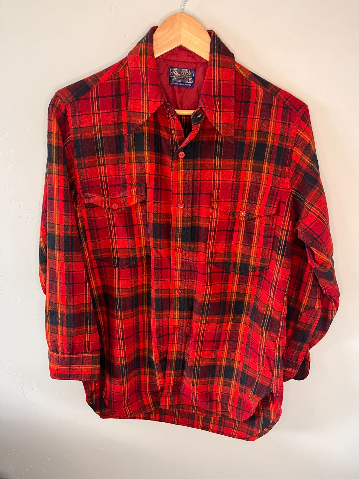 1970's Pendleton Wool Plaid Button Up Flannel Dou… - image 1