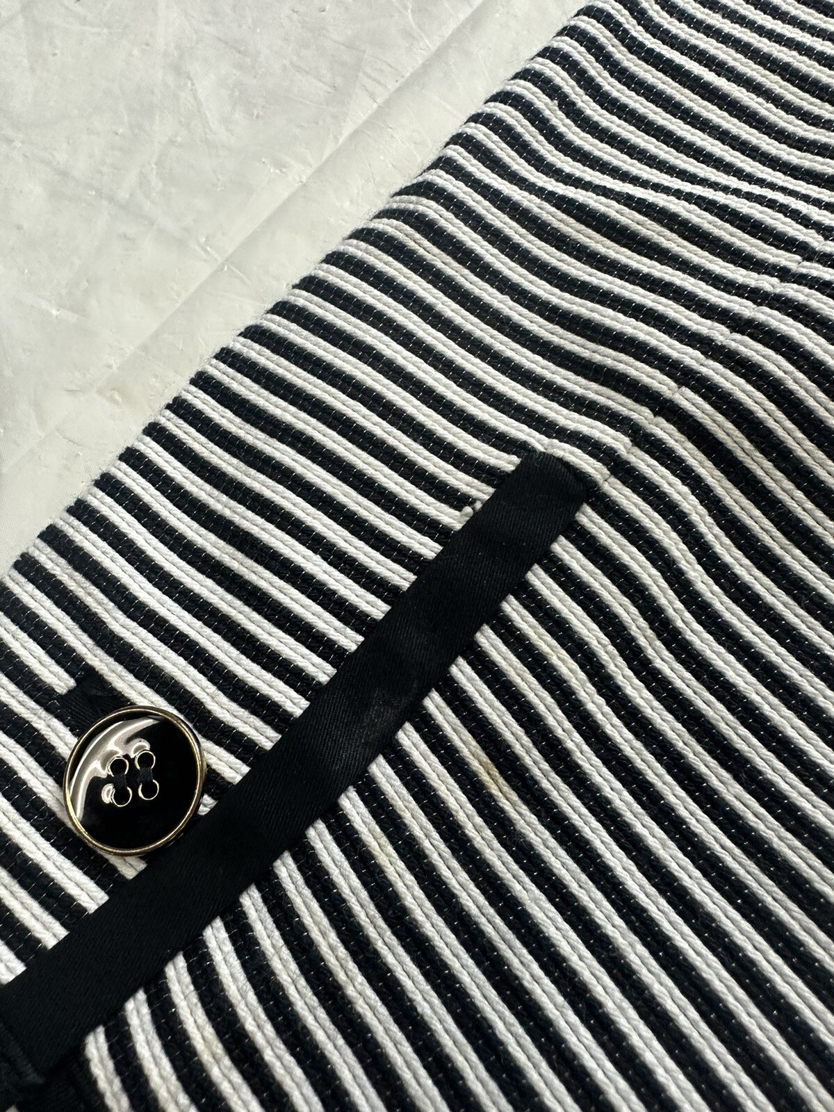 Talbots Black White Striped Structured Jacket Bla… - image 9