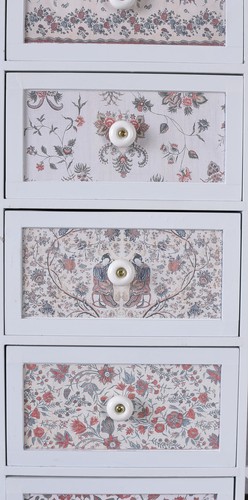 Commode à Bijoux Armoire Shabby Commode Toile De Jouy Tiroirs - Picture 3 of 4