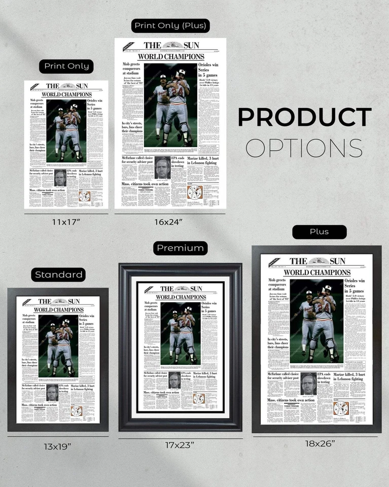 1983 Baltimore Orioles World Series Champions Framed Front Page Newspaper Print - Image 4 of 4