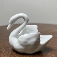 LIMOGES FRANCE White Swan Mini Open Salt Cellar Trinket Dish 2"