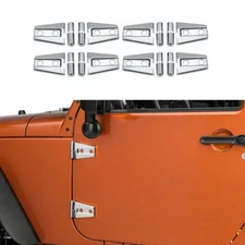 Exterior Door Hinge Cover Protector Trim Kit Chrome For Jeep Wrangler JK 2007-17
