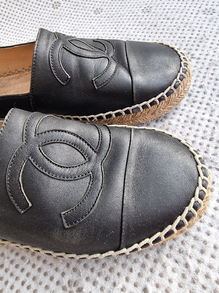 Chanel Woman's Lambskin Espadrilles Black Slip On G29762 Chanel Woman's Lambskin Espadrilles Black Slip On G29762