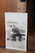 WWII Photo in US Army Soldier with Little Boy