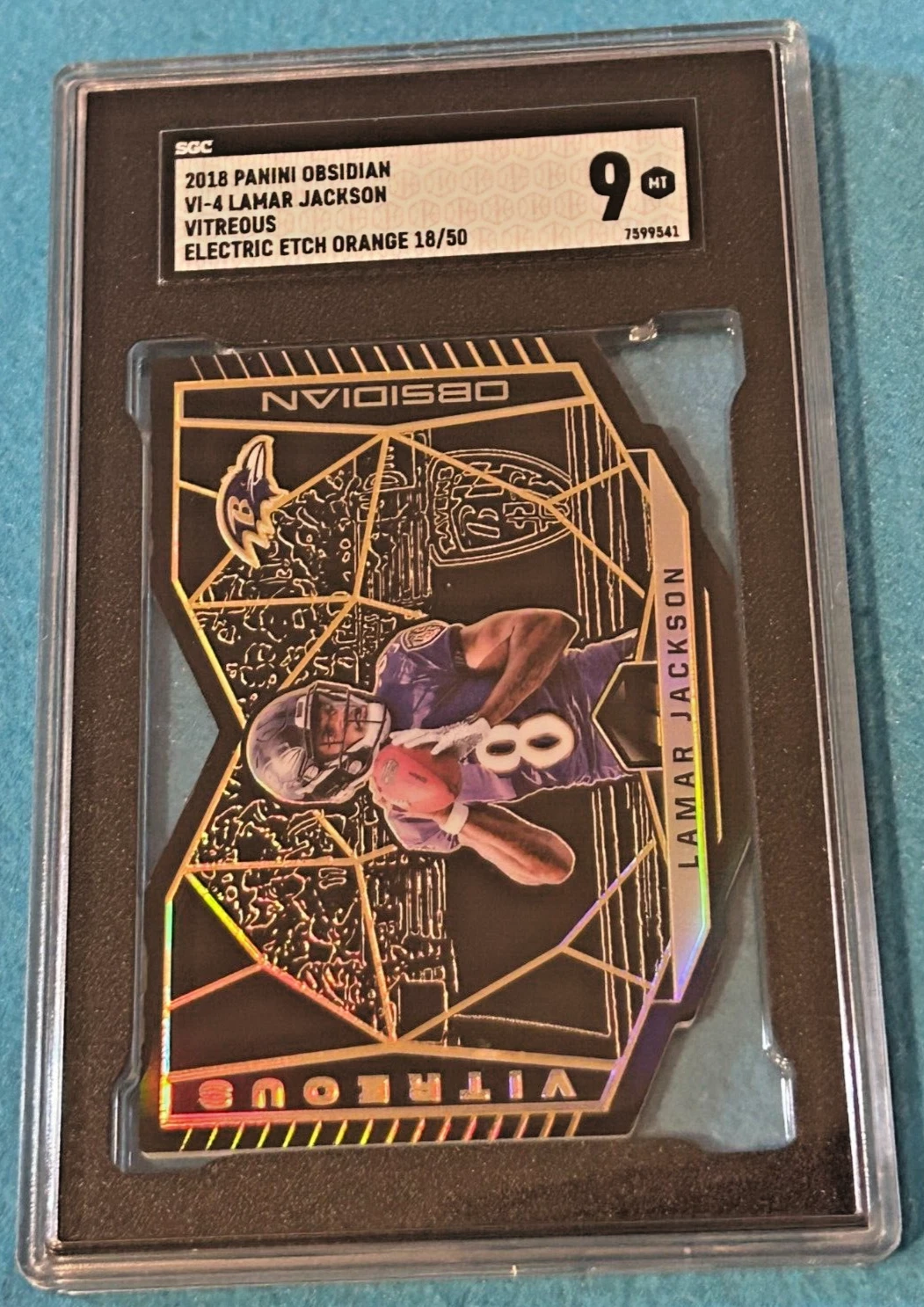 Lamar Jackson Panini Obsidian Vitreous Die-Cuts #VI4 Electric Etch Orange