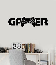 Vinyl Wall Decal Gamer Lettering Word Joystick Video Games Stickers ig5573