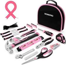 WORKPRO 103-Piece Pink Hand Tool Kit w/Pouch Household Tools Hand Tool Set