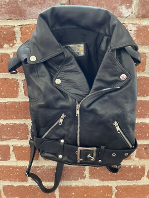 Jeremy Scott Biker Backpack Black Leather W Silver Zippers & Buckle.  Rare NEW