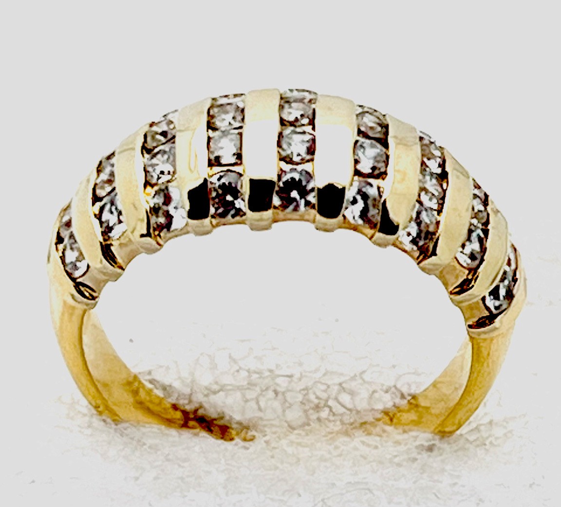 DaneCraft 24KT Gold Over 925 Sterling Silver 4.8 Gram 32 CZ Dome