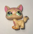 Littlest Pet Shop #1869 Walking Cat Orange Pink Spots Green Eyes Authentic