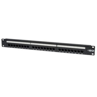 24-Port 1U Rack-Mount Cat6/Cat5 110 Patch Panel, 568B, RJ45 Ethernet - Black