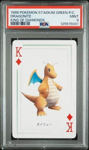 Pokemon Stadium Green Dragonite King of Diamonds Playing Card 1998 PSA 9 MINT
