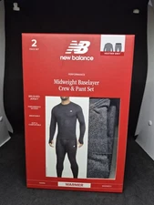New Balance Mens Midweight  Base Layer Crew / Pants  2-Piece Set Grey Sealed