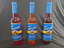 Torani Sugar Free Syrup Lot of 3   Strawberry, Peach  Raspberry 25.4 fl oz Each