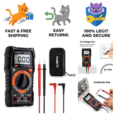 Digital Multimeter with Case - Precision Voltage Tester for Home & Automotive