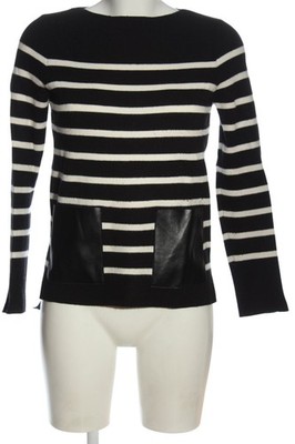 ZARA KNIT Rundhalspullover Damen Pullover Gr. DE 36 schwarz-wollweiß Casual-Look