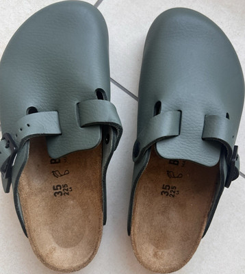 Birkenstock Boston Pro  Naturleder in Olive  Gr 35 Normal 
