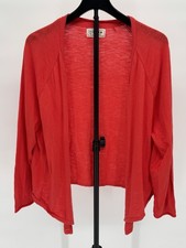 Women s Fat Face Open Cardigan Sweater 100 Cotton Coral Red Size 12