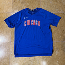 Nike MLB Chicago Breathable Blue Jersey V-Neck Short Sleeve Athletic Tee L