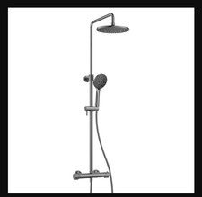 Flova LINEA thermostatic 2-outlet adjustable height shower column – Gun Metal