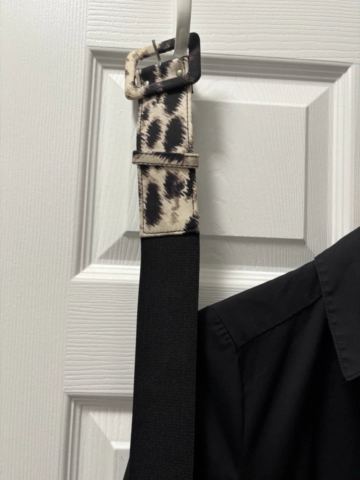 Alfani Women's Dress 12 Petite Black Ruffle Skirt 3/4 Sleeve with Belt MACY’s - Image 2 of 4