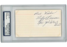 Tuffy Leemans Autographed New York Giants Index Card Best Wishes Slab PSA 54910