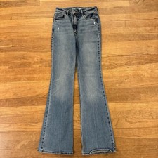 Old Navy medium wash distressed high-rise flare jeans pants size 4 b57
