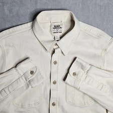 Blake Shelton x Lands' End Shirt Mens Large Off-White Rugged Canvas Button-Up