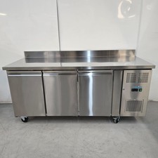 Counter Fridge Triple 3 Door Upstand Stainless 417L Kitchen Commercial Cateri...