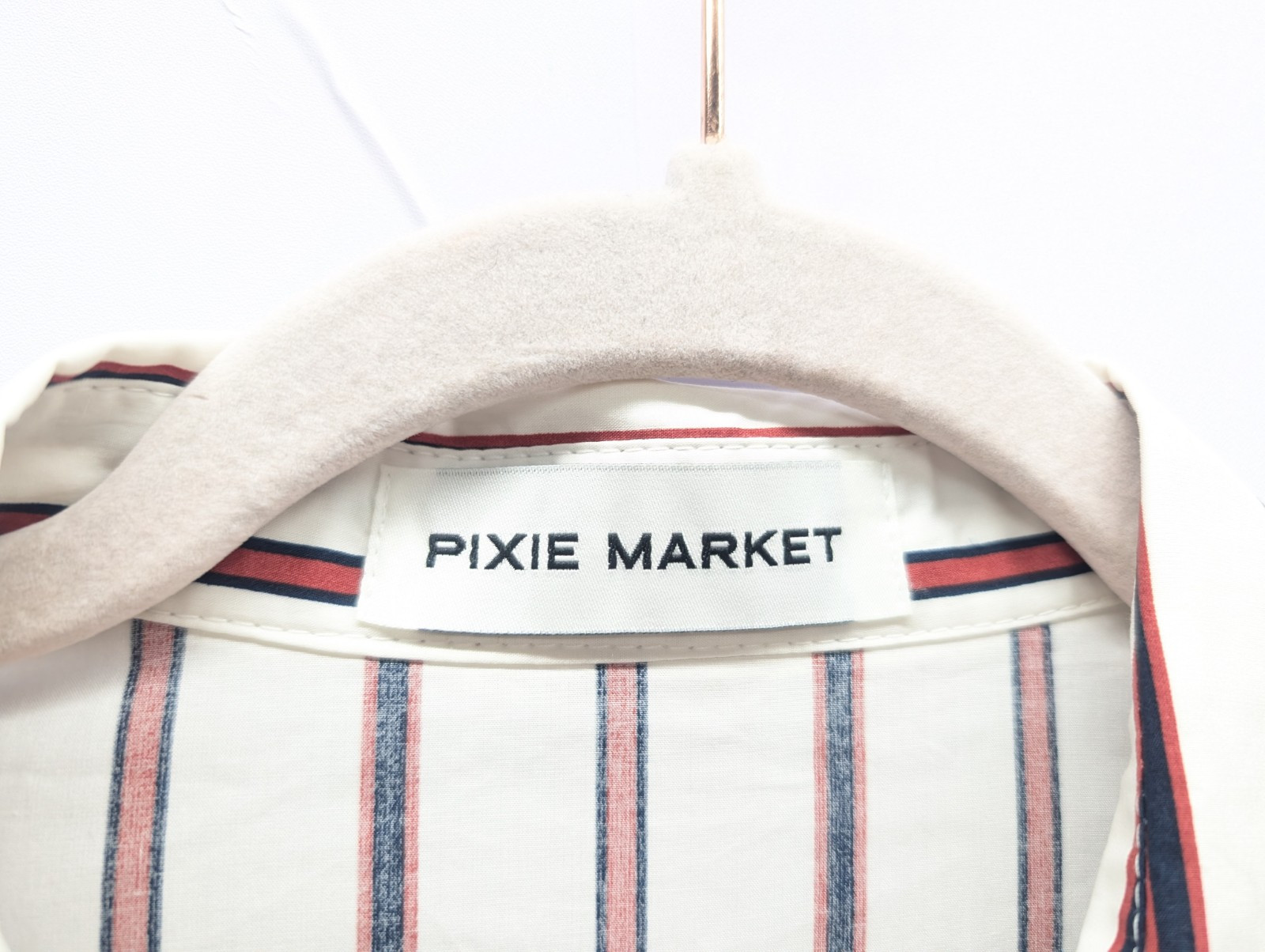 Pixie Market Button- Down Shirt striped Ruffled S… - image 2