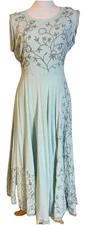 J Peterman Embroidered Floral Lace Dresz 16 Midi Powder Blue Classic Boho India