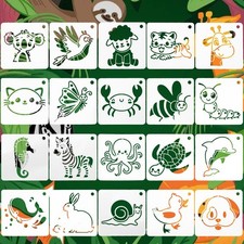 20PCS Animal Stencils for Drawing, 3x3inch DIY Cartoon Templates