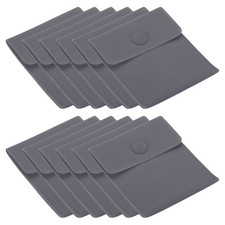 12 Pcs 10x8.5cm Jewelry Pouches with Snap Button Soft Storage Dark Grey