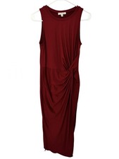 Nine Britton Stitch Fix Burgundy Twist Front Ruched Midi Dress Size Small