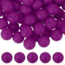 60 Pcs Silicone Beads, 15mm Bulk Beads for Keychain Making, Deep Purple