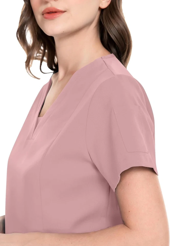 Uniforme Médico Elástico de Enfermera Conjunto Exfoliante Mujeres Cuello en V Top Pantalones para Correr Foto 3 de 4