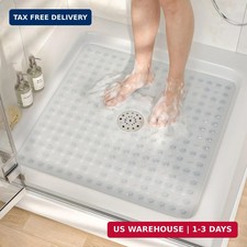 HITSLAM Non Slip Shower Stall Mat with Center Drain Hole, Diamond Textured PVC B