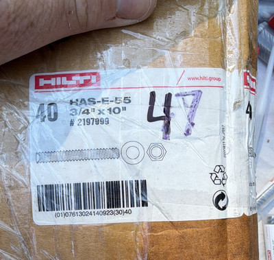 Hilti HAS-E-5.5 3/4 in x 10 in Zinc Steel Threaded Rod Hex Head, 40