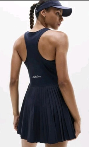 New Athleta Match Point Pleated Tennis Dress Navy Blue Woman S Active Golf 