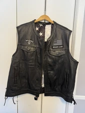 First Mfg  Motorcycle Vest Mens 3X Black leather Concealed Carry 