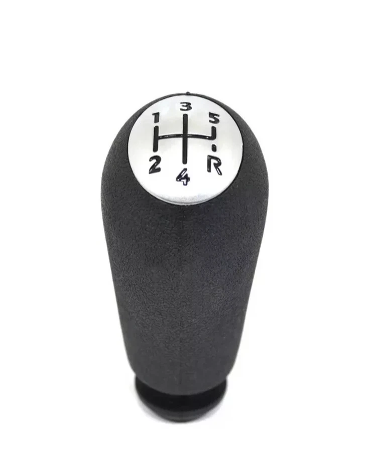 Pomello Cambio In Pelle Nera 5 Marce Per Renault Clio 3, Megane 2, Kangoo 2009 - Argento Opaco
