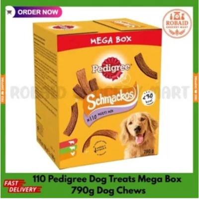 BRANDED 110 Pedigree Schmackos Mixed Meaty Variety Dog Treats Mega Box 790g Dog Chews