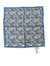 Eton of Sweden Silk Pocket Square Paisley Blue Made in Italy Luxury Hand Rolled
