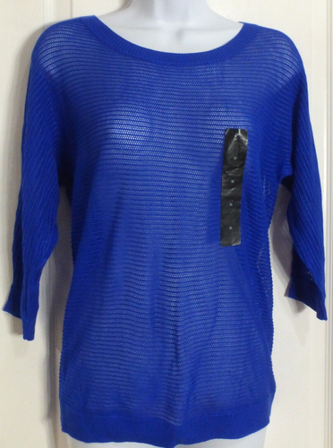 Attention Women's Open Knit 3/4 Sleeve Sweater, Blue, Size S, NWT - 第 1/2 張圖片