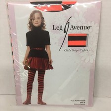 Leg Avenue Girls Stripe Tights Orange & Black Halloween Dress Up Costume New