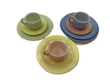 Vintage 9 piece Hazel Atlas Moderntone Pastel Child Play Hostess Dishes