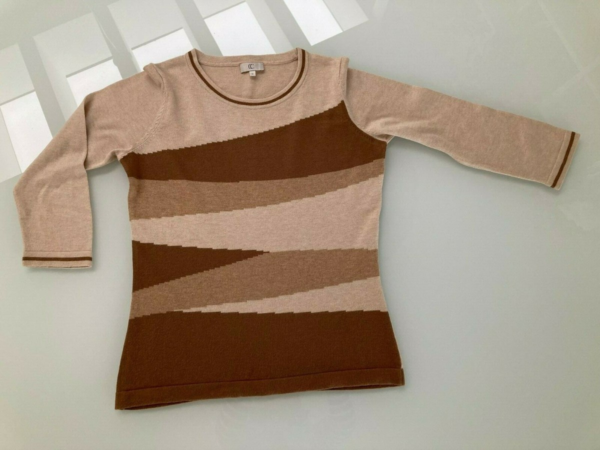 Ladies Country Casuals Fitted Jumper Size Small in Fawn, Caramel