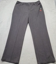 Rafaella Pants Women's 16 Gray Polyester Pockets 2 Way Textured Stretch Straight