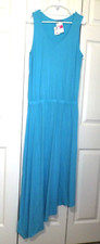 Fresh Produce L ARIA Aqua Elastic Waist Tank Maxi Dress Asymmetrical Hem New